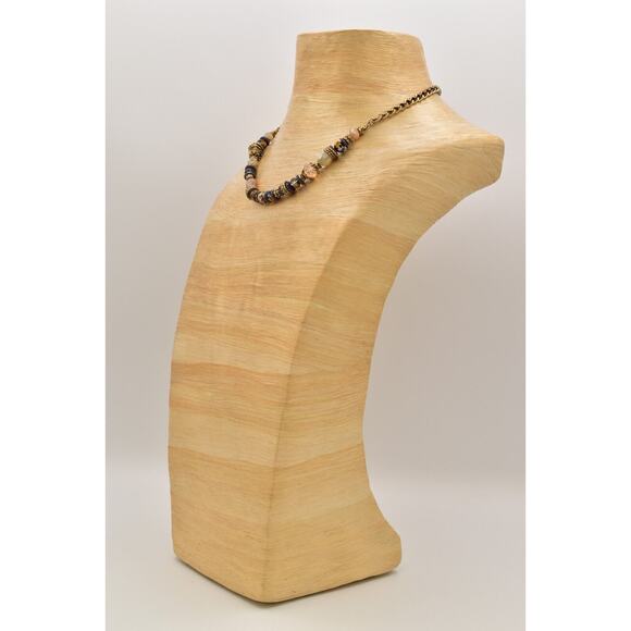 Vivi Love Vintage Crystal Necklace Gold Tone Beaded Antiqued Signed 1990s BinBC - Picture 9 of 12